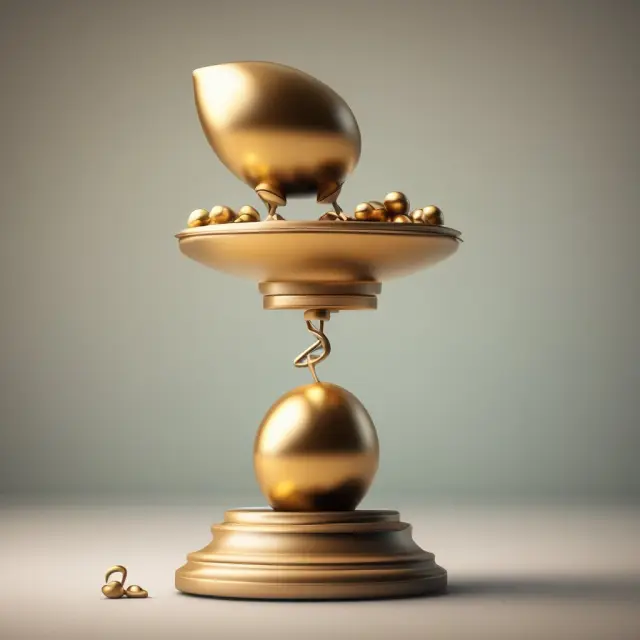 Golden scale with tip leaning over a nest egg, representing maxed-out Roth 401(k) contribution limits