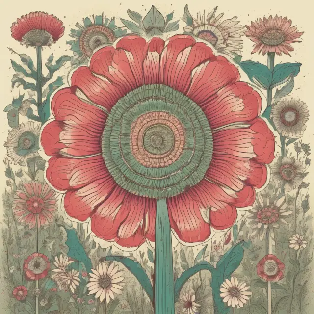 Blooming garden symbolizing intellectual property (patents, trademarks, copyrights, trade secrets) growing with royalties