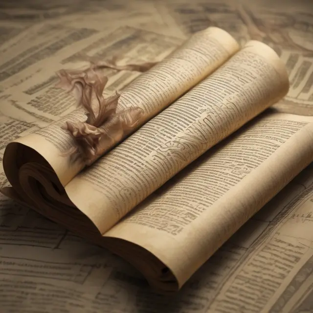 An ancient scroll unfurling, revealing financial secrets about royalties in stocks and investments