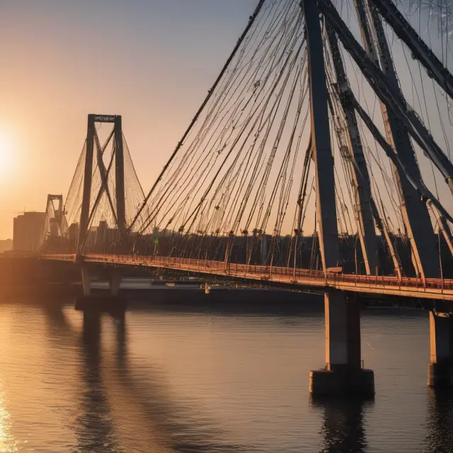 A stream of securities flowing over instantaneous bridges, symbolizing Real-time Gross Settlement (RTGS)
