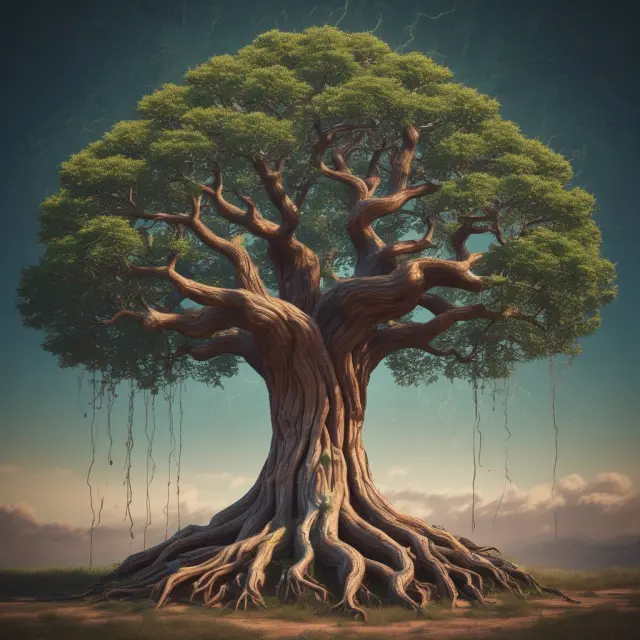 An image of an ancient tree with branches evolving into modern computers, symbolizing the transformation of Real-Time Gross Settlement (RTGS) from its origins to the present.