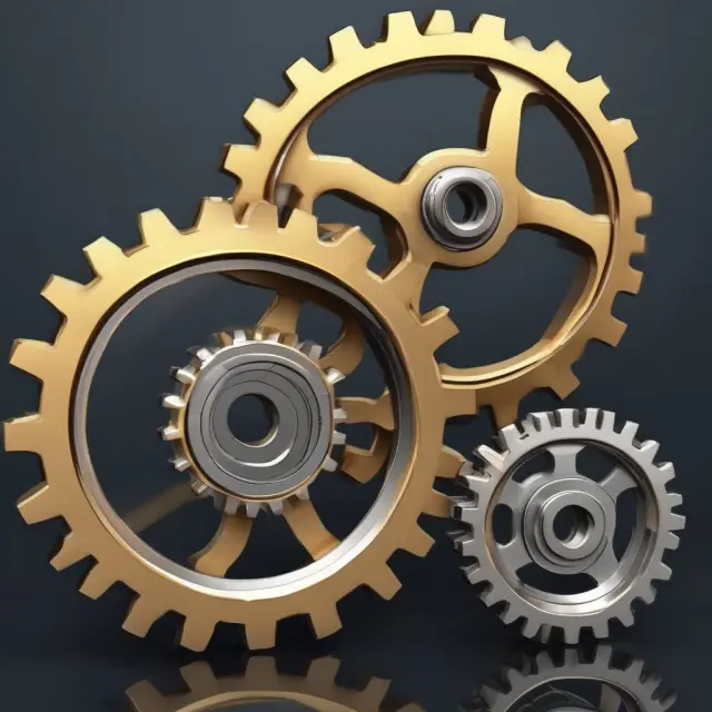 Visualization of RTGS gears interlocking with other payment method gears, signifying their integration and comparison