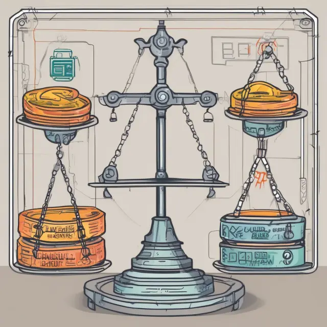 An image of scales representing the balance between secure RTGS transactions and potential cybersecurity threats