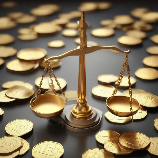 Golden scales tilting towards RTGS system, signifying secure and efficient real-time financial transactions for institutional investors.
