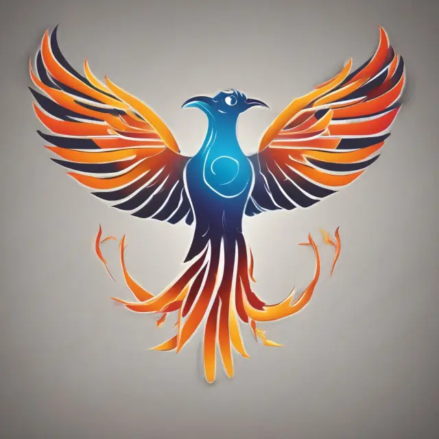 A mythical Phoenix rising between two corporate logos, representing reverse triangular mergers and business continuity.