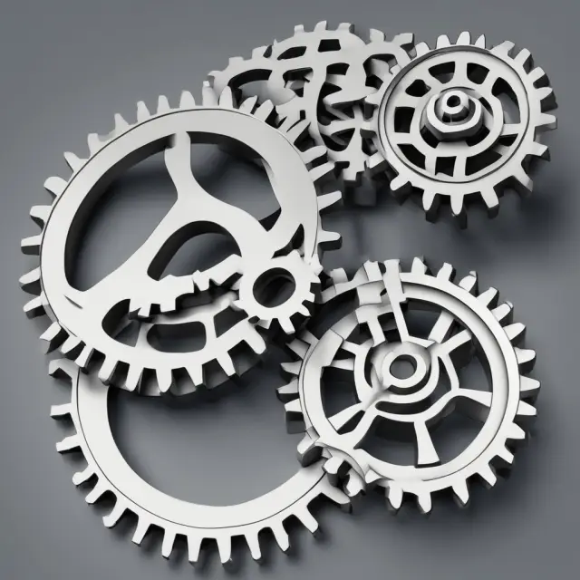 Gears interlocking, illustrating a successful reverse triangular merger with compliance to continuity and bona fide rules.