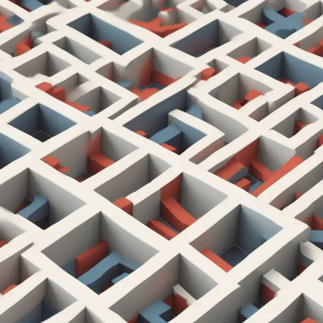 Three interconnected triangles depict reverse triangular (green), forward triangular (orange), and direct merger (blue) in a maze, symbolizing their unique structures.