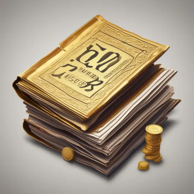 A golden rulebook with pages depicting compound interest, the Rule of 70, and their interconnected relationship