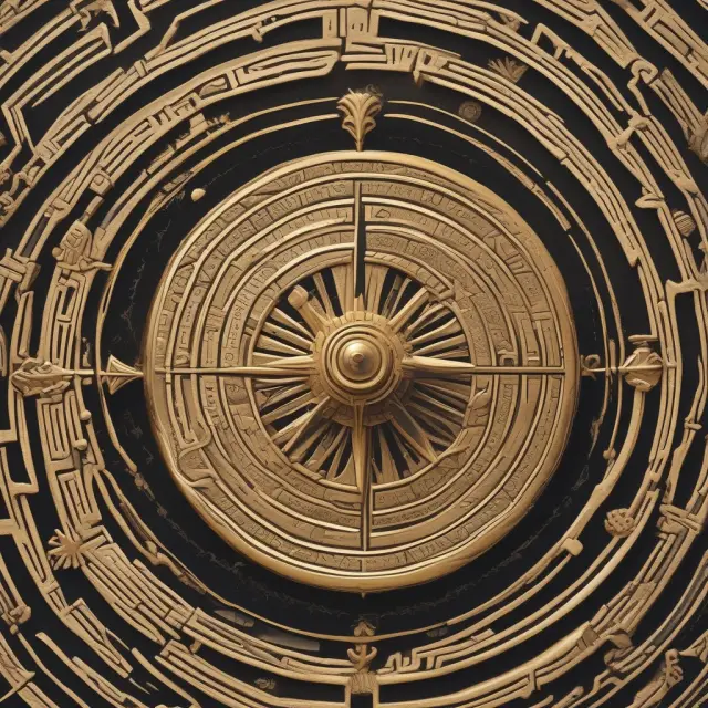 A golden compass labeled 