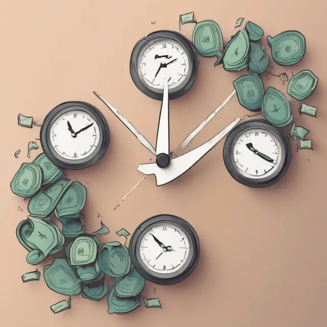 An hourglass-like clock illustrating the Rule of 72