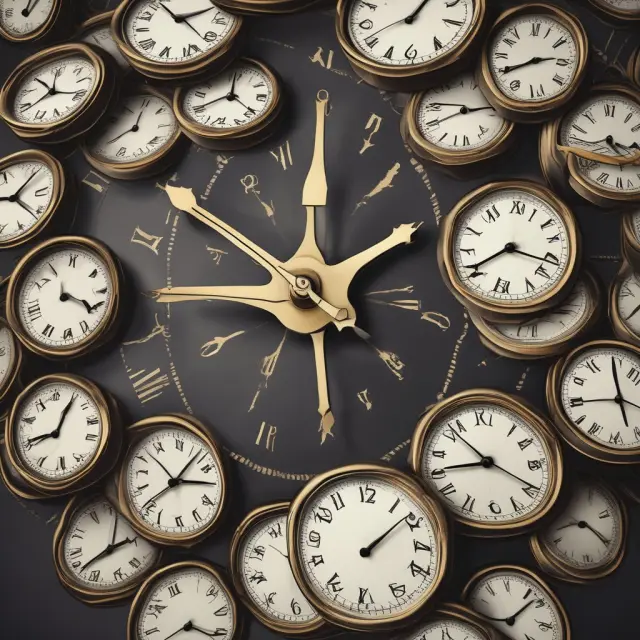 Clock hands illustrate age-related asset allocation rules of thumb, balancing stocks and bonds.
