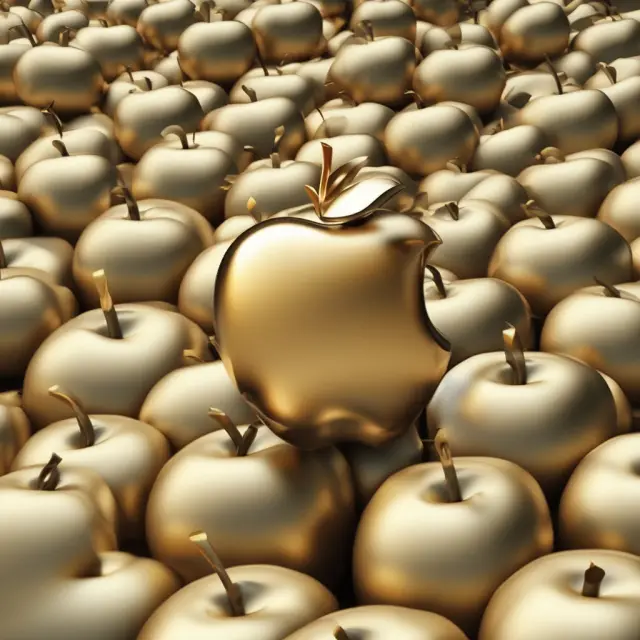 An image of a golden apple, symbolizing Apple Inc.