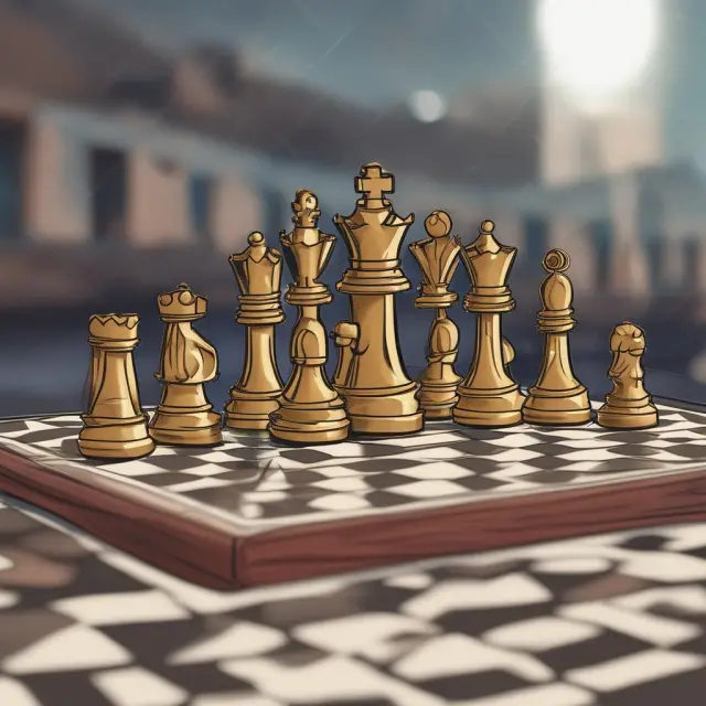 An intricate chessboard illustrating SEC regulations, exchanges, and cryptocurrencies
