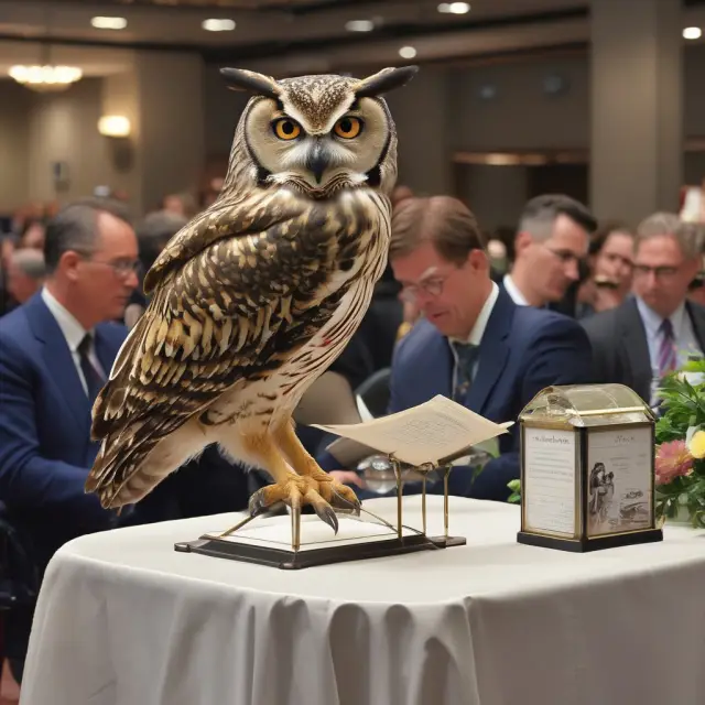 An owl symbolizing knowledge delivers a rulebook, representing Rule 144A, to QIBs gathered around a lit auction table