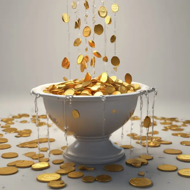 Image of gold coins flowing from a fountain with the title 