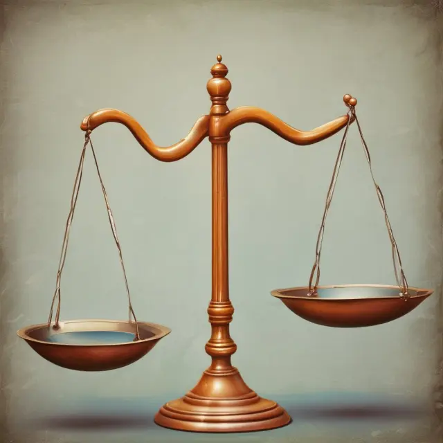 Visualization comparing a balanced scale with Rule of 78 (heavier side) and simple interest (lighter side), symbolizing unequal interest charges.