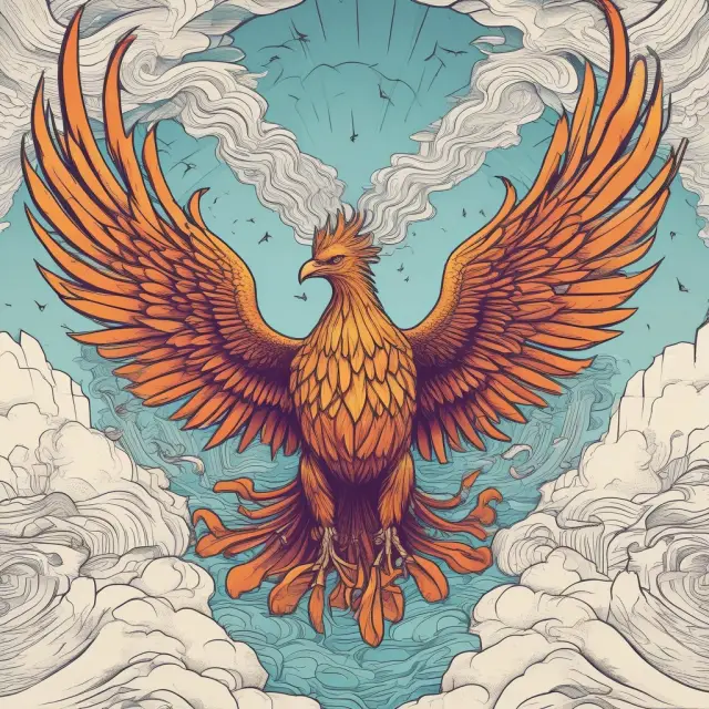 Image: A mythical Phoenix arising from a sea of contracts, representing the crucial function of runoff policies during acquisition negotiations
