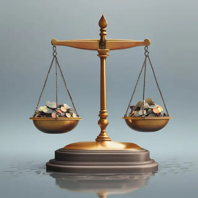 Scale balanced by historical claims data and future premiums, representing runoff insurance pricing and renewal considerations.