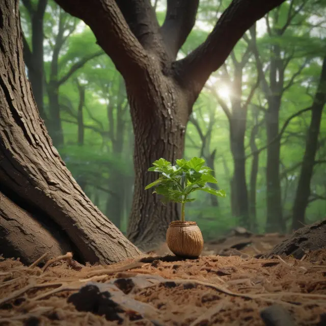 An acorn growing into an oak tree symbolizes small-cap stocks