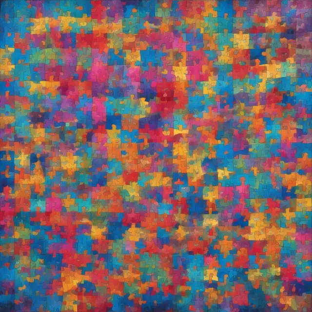 Metaphorical representation of the Russell 2000 Index as a mosaic of interconnected puzzle pieces, showcasing its diversity and complexity