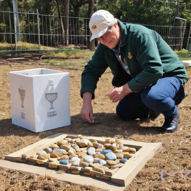 A sturdy brown bear holding a golden time capsule, filled with large market cap stones representing milestones in the Russell 1000 Index