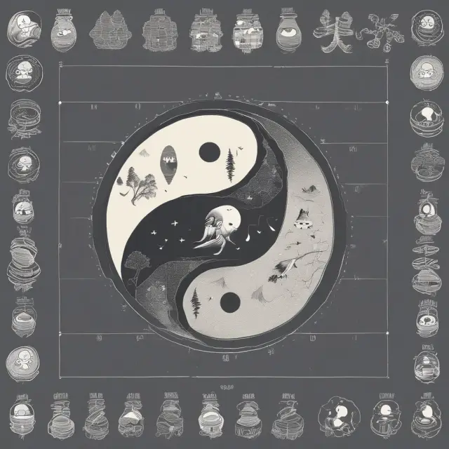 Scales with yin-yang symbol balanced between a chart illustrating SAAR and NSAR