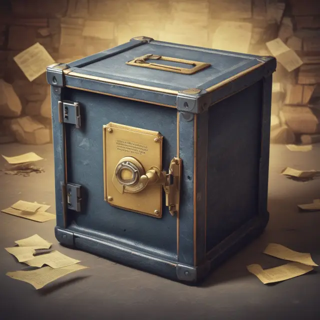 An intricately locked time capsule symbolizing secure storage for essentials