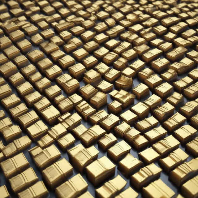 A golden castle protecting various defensive stocks, cash, gold coins, Treasury bills, and currencies against market instability