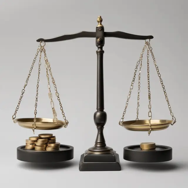 A scale balanced between two hands, one holding gold bars (safe havens) and the other stocks. Illustrating the comparison between safe haven and regular investment choices.