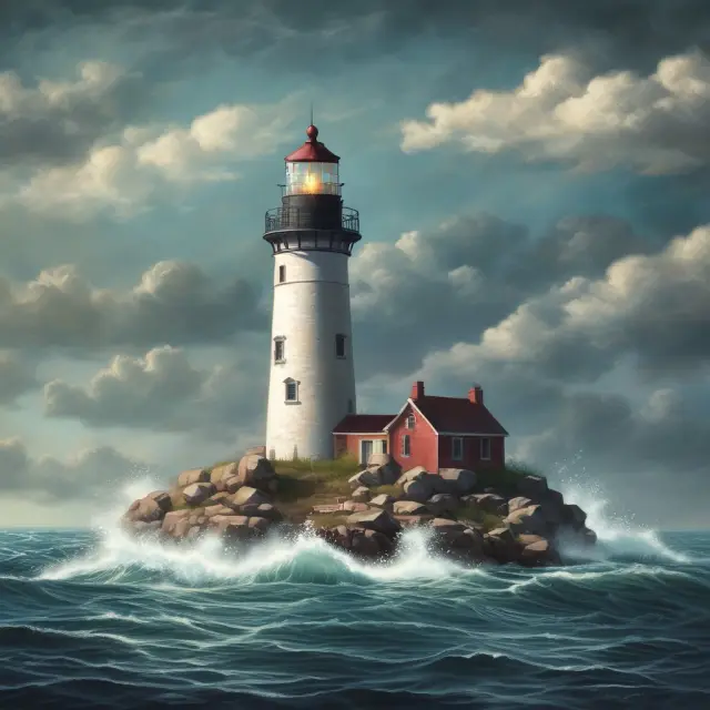 A lighthouse standing tall amidst stormy financial waters, symbolizing regulatory safe harbors providing protection from potential liability.