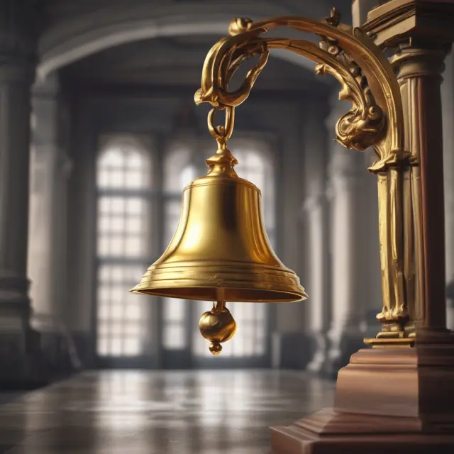 Golden bell signaling sales with a flowing river of discounts and promotions