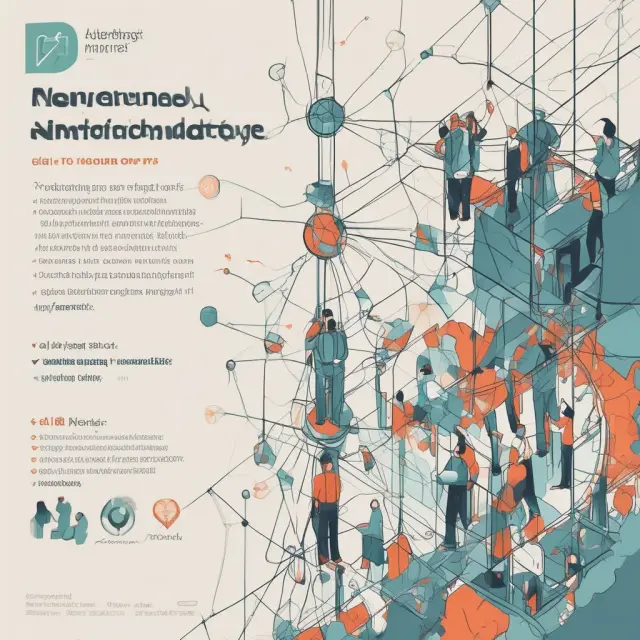 An intricately designed bridge symbolizing networking connections, with people meeting at both ends and a digital platform supporting the structure