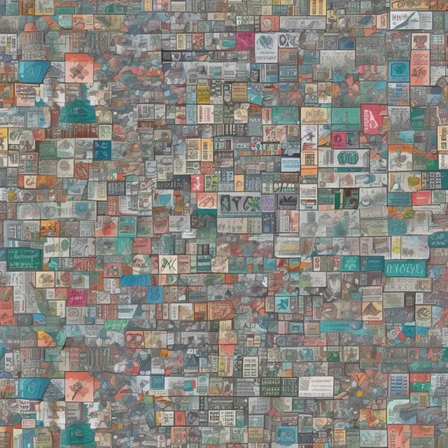 An intricate mosaic of various businesses intertwined with diverse tax jurisdictions, symbolizing the complex relationship between sales taxes and economic development