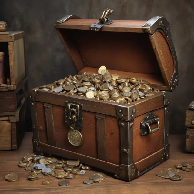 An open treasure chest reveals gold coins representing salvaged assets from depreciated assets