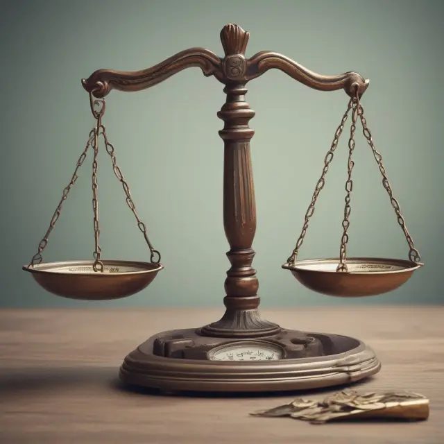 Balance scale illustrating calculation of straight-line depreciation with salvage value and asset cost