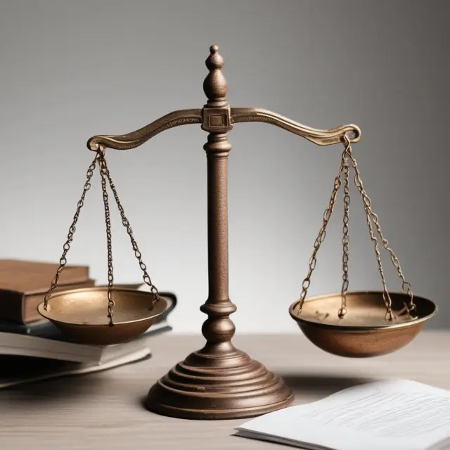 Balance scale weighing salvage value, depreciation, and book value in finance