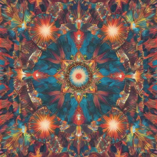 A kaleidoscope reflecting the shape of a single population distribution, with multiple sampling distributions emerging as colorful reflections