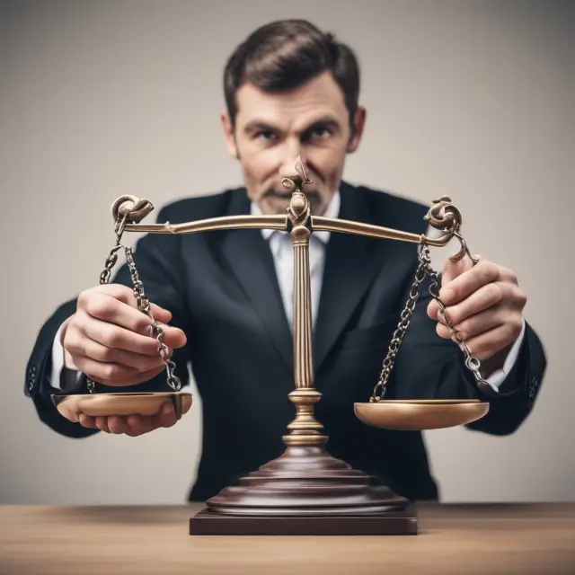 An expert auditor weighing transactions with judgement sampling, using scales to symbolize fairness and accuracy.