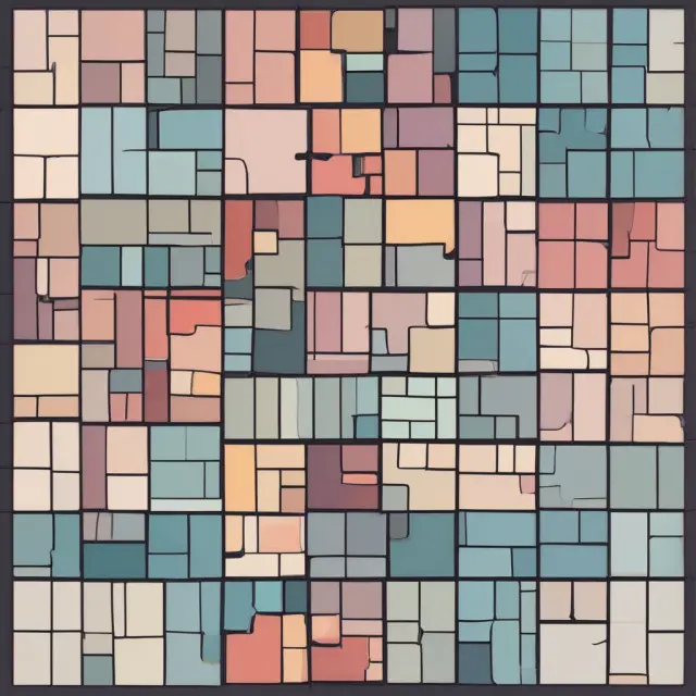 A collection of block samples depicted as tiles in a mosaic, representing data from a larger population