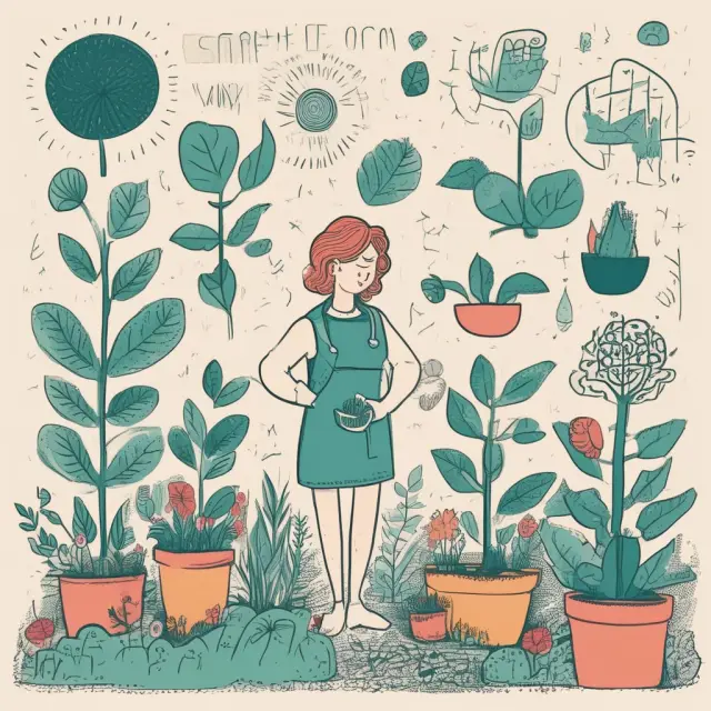 A flourishing garden with various seeds representing sampling methods growing alongside financial graphs, illustrating informed decision making