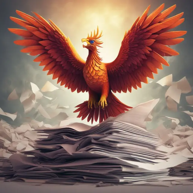 Phoenix emerging from stacks of paperwork representing Sarbanes-Oxley Act