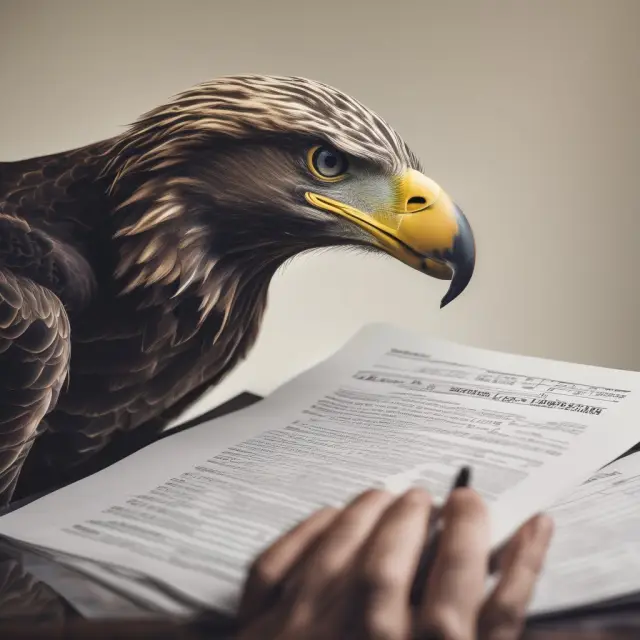 Eagle examining balance sheet: Transparent internal controls through Sarbanes-Oxley Act (Section 404)