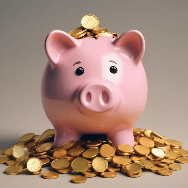 Golden piggy bank brimming with coins, illustrating the expansion of savings in a savings account