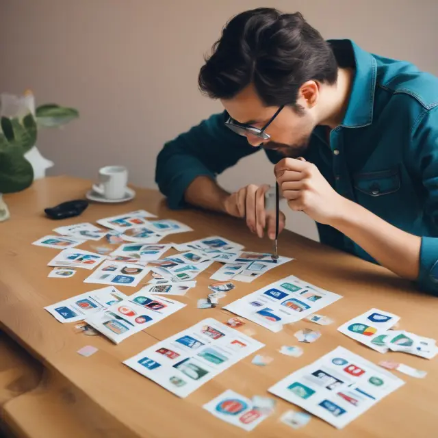 A person carefully evaluates different banks