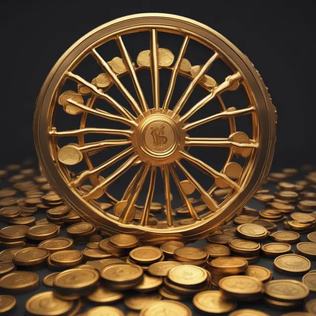 An economic wheel with gold coins flowing through it symbolizes the core idea of Say