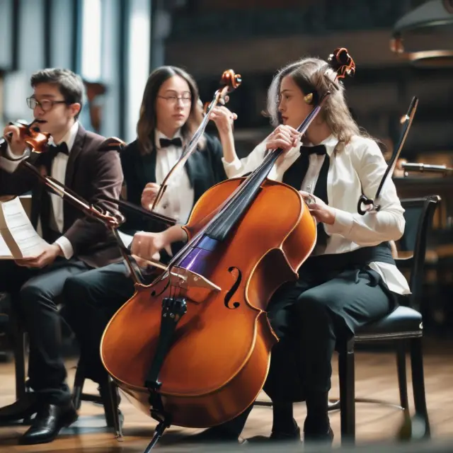Four conductors leading orchestras representing scalable business processes, effective leadership, brand consistency, and measurement tools
