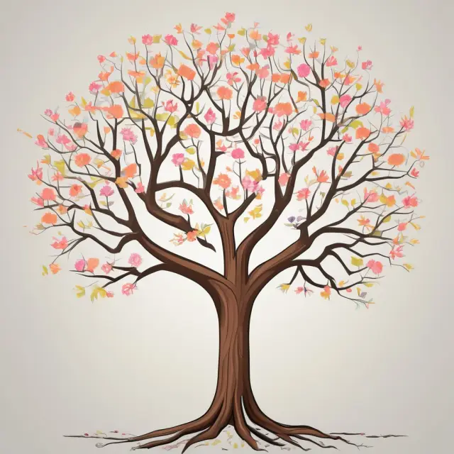 An image of a flowering tree with various branches, symbolizing the application of scenario analysis for financial decision making and strategic planning