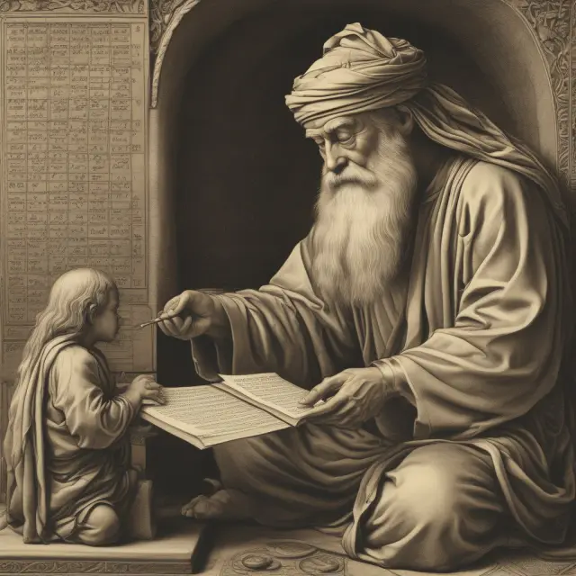 An image of a shareholder sitting at a desk with a stack of Schedule K-1s in front of them, receiving guidance from a wise, bearded accounting sage. The scene radiates accuracy and trustworthiness.