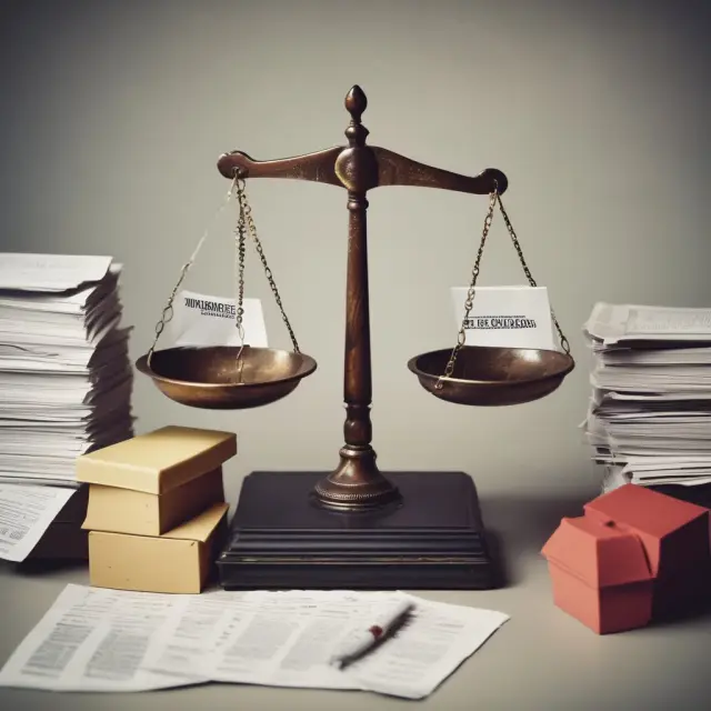 Scale featuring mortgage documents, state tax papers, and charity contributions, symbolizing the choice between itemized deductions and standard deduction