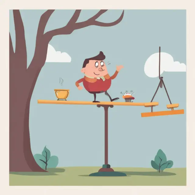 A taxpayer standing on a seesaw, weighing eligible vs. non-eligible deductible items for Schedule A.
